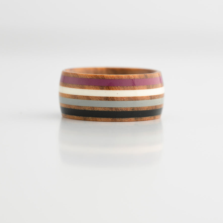 Asexual Pride Genuine Olive Wood Ring