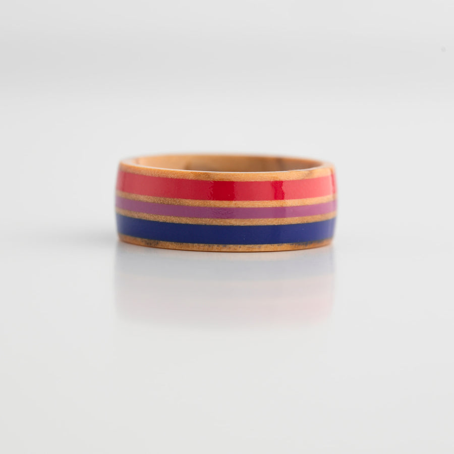 Bisexual Pride Genuine Olive Wood Ring
