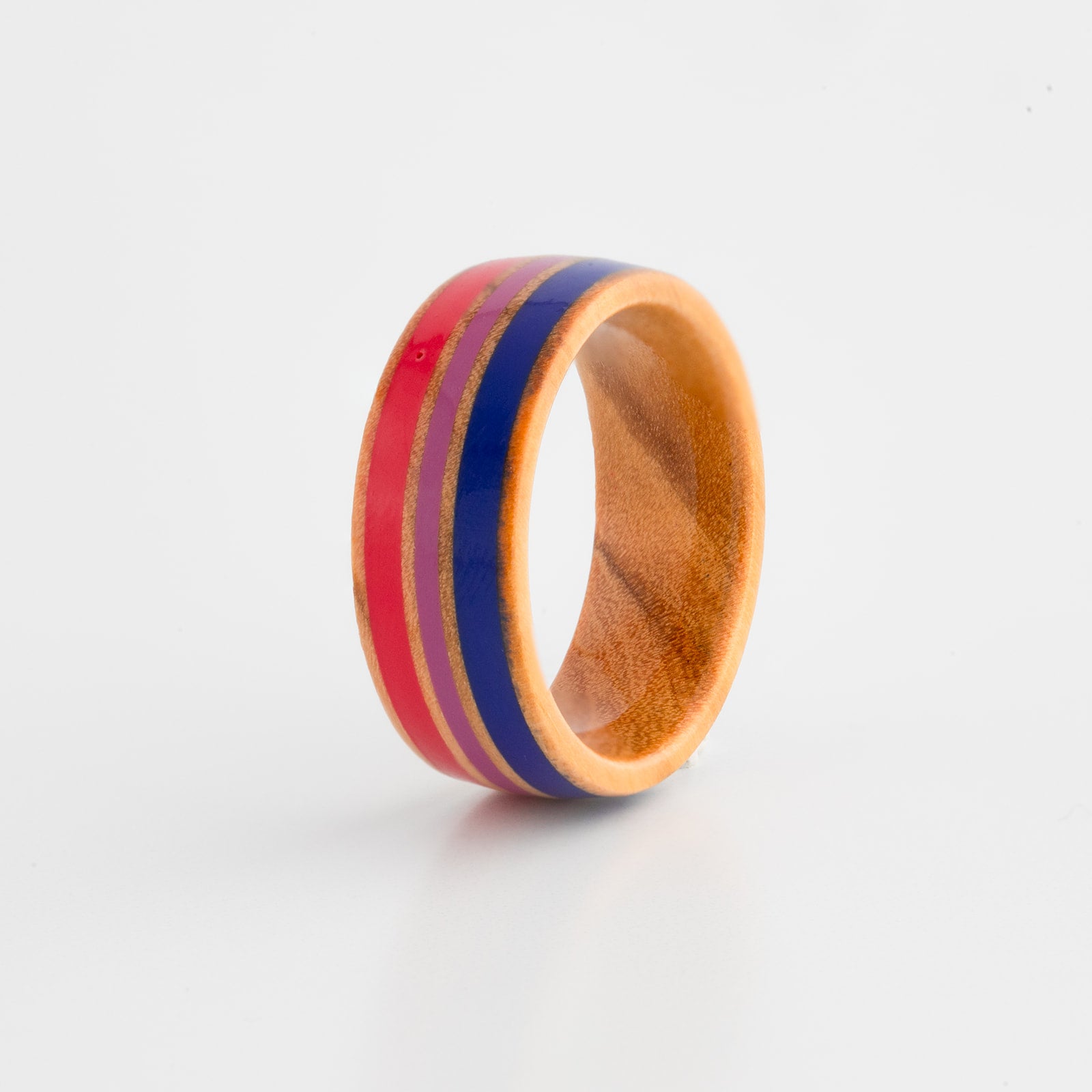 Bisexual Pride Genuine Olive Wood Ring