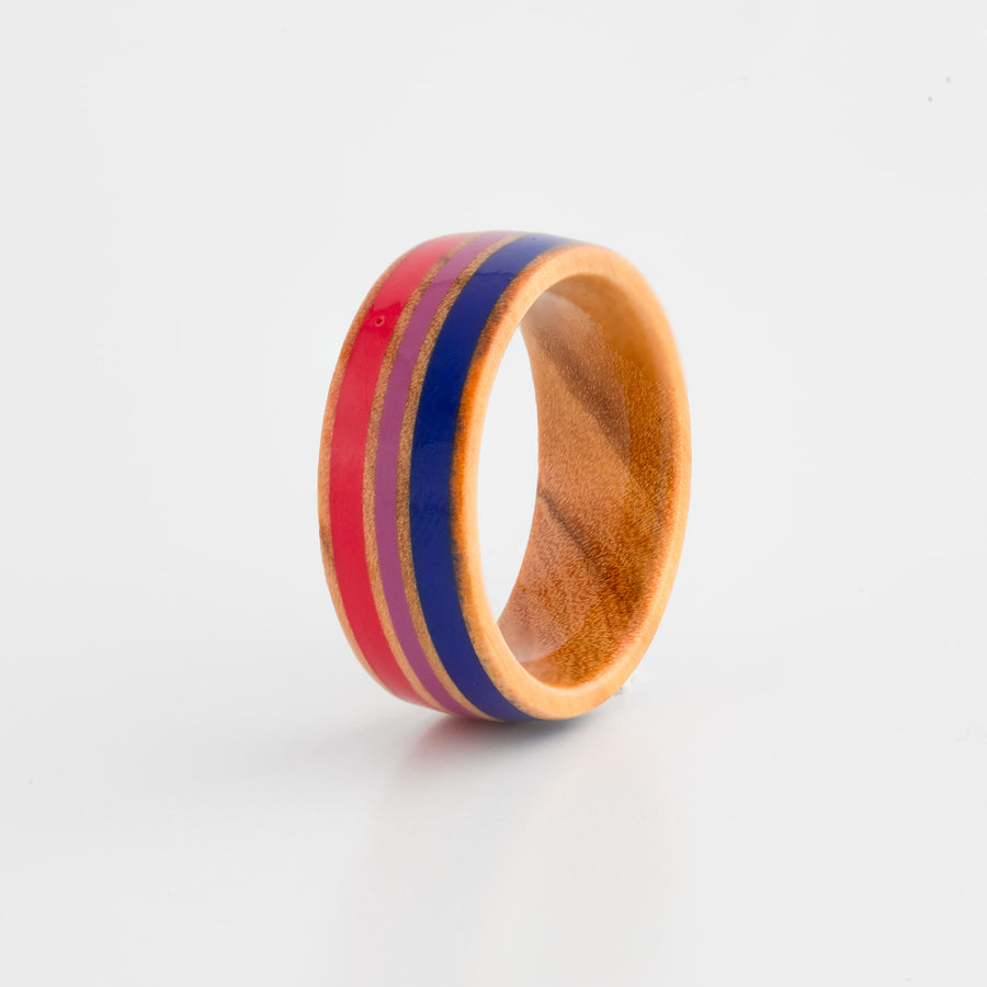 Bisexual Pride Genuine Olive Wood Ring