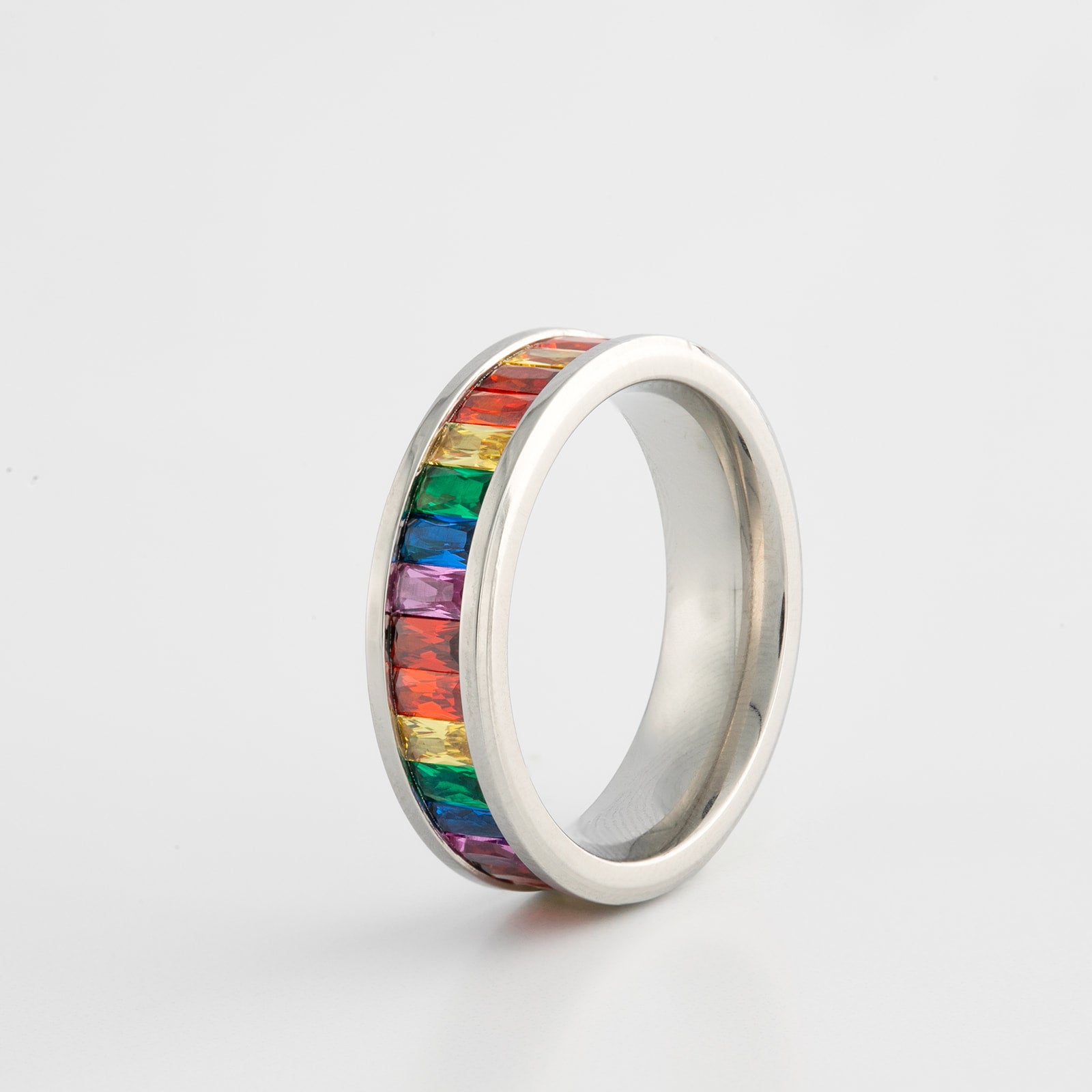 Rainbow Gem Stainless Steel Ring