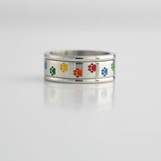 Rainbow Paw Print Spinner Ring