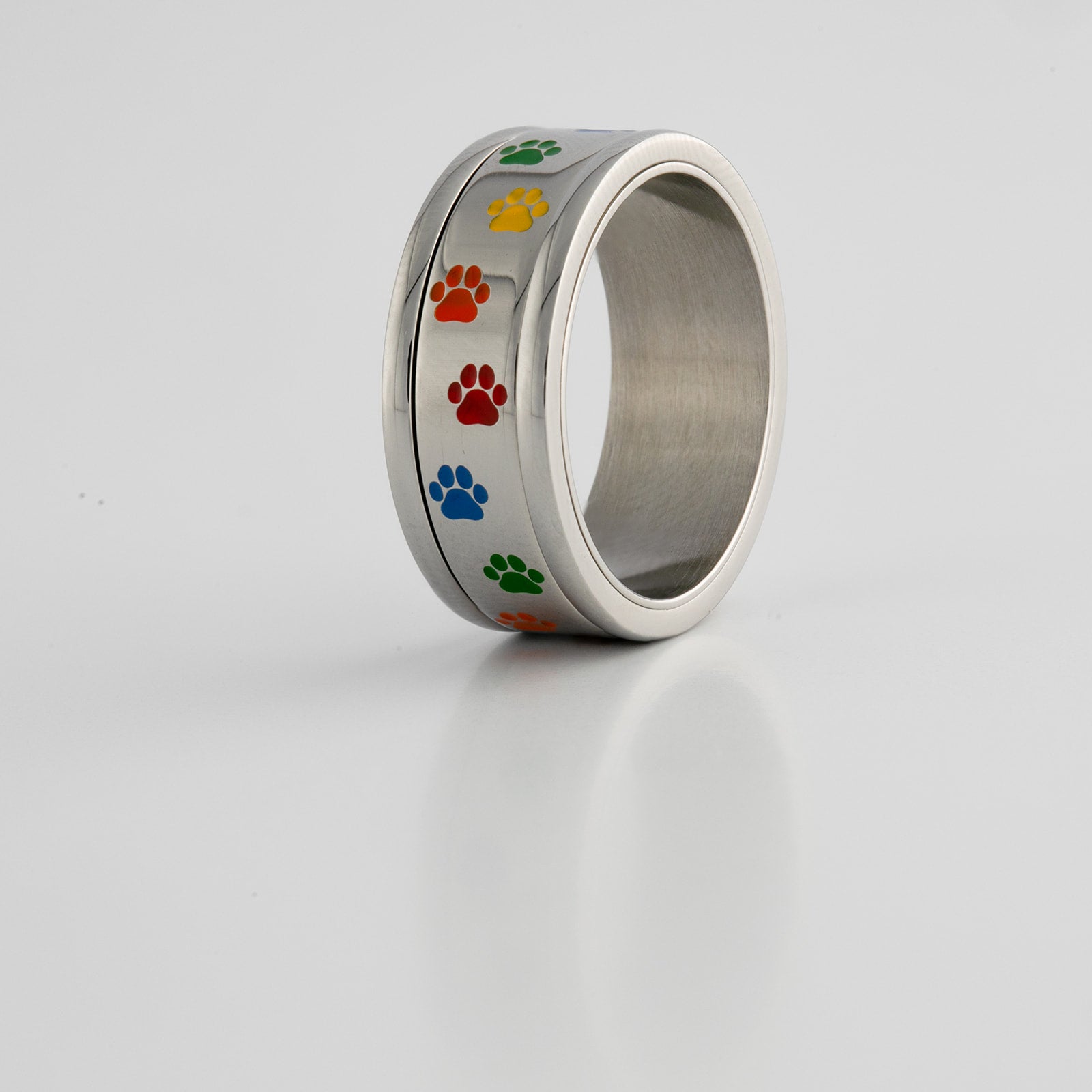 Rainbow Paw Print Spinner Ring