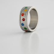 Rainbow Paw Print Spinner Ring