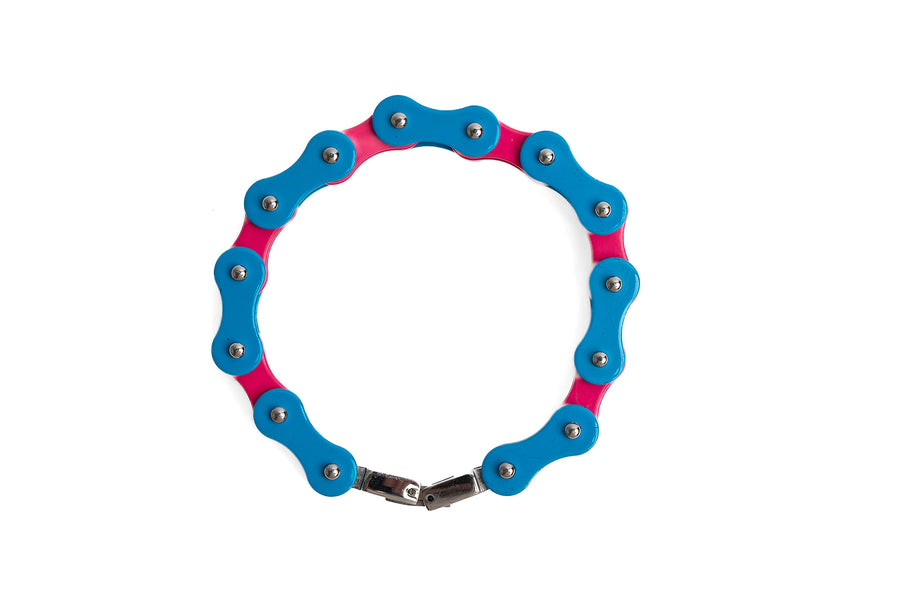 Trans Pride Stainless Steel Bike Chain Bracelet