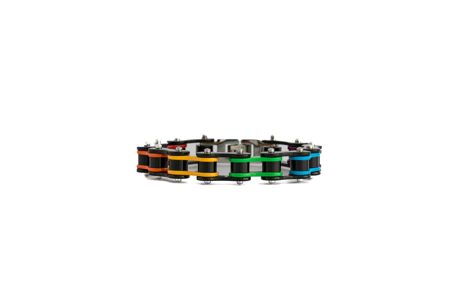 Rainbow LGBTQIA+ Pride Stainless Steel Bike Chain Bracelet