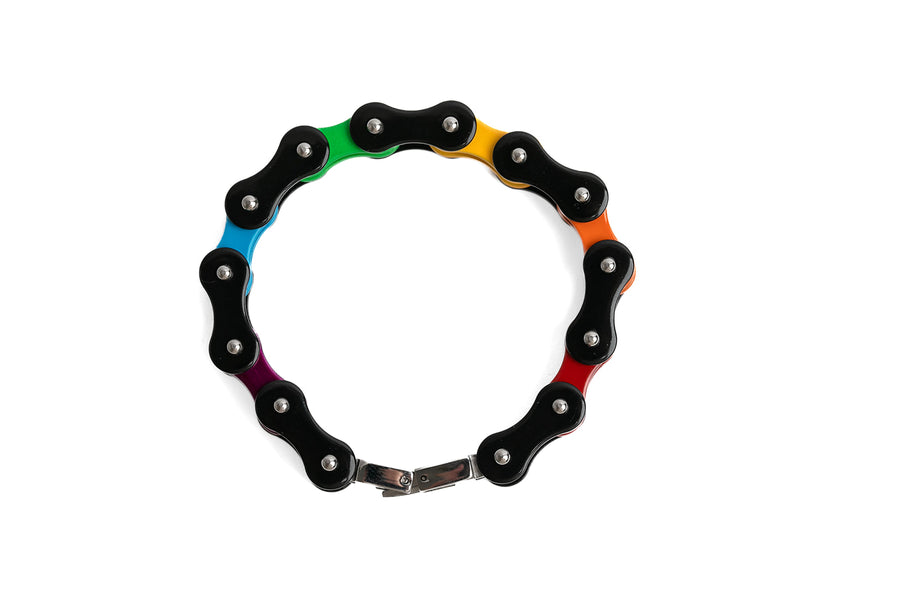 Rainbow LGBTQIA+ Pride Stainless Steel Bike Chain Bracelet
