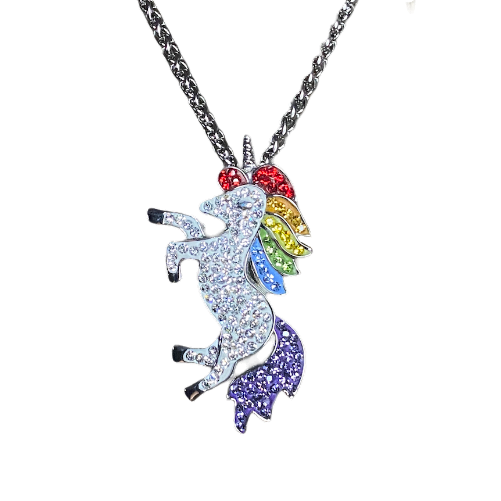 Rainbow Unicorn Gem Stainless Steel Pendant