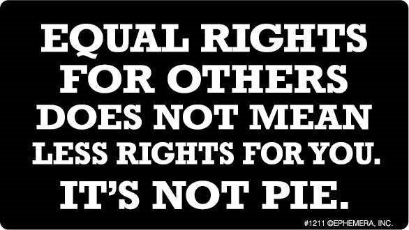 EQUAL RIGHTS FOR OTHERS DOES NOT MEAN LESS RIGHTS FOR YOU. IT'S NOT PIE. Refrigerator Magnet