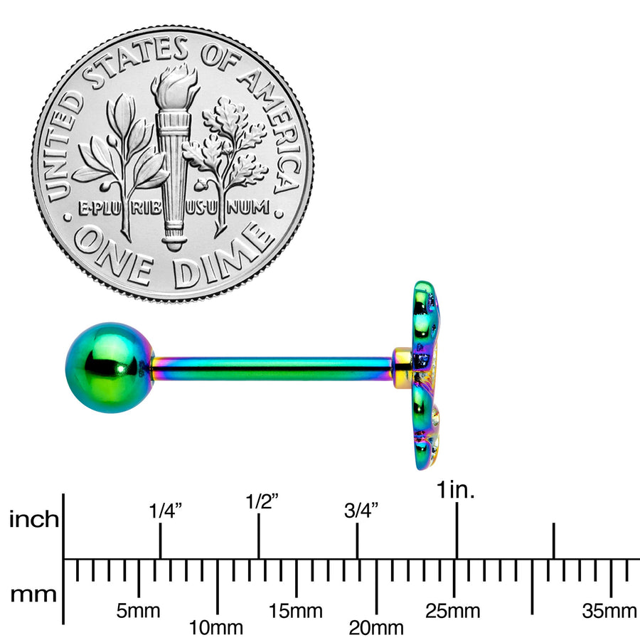 Rainbow Titanium Anodized 3-D Dragon  Barbell Tongue Ring