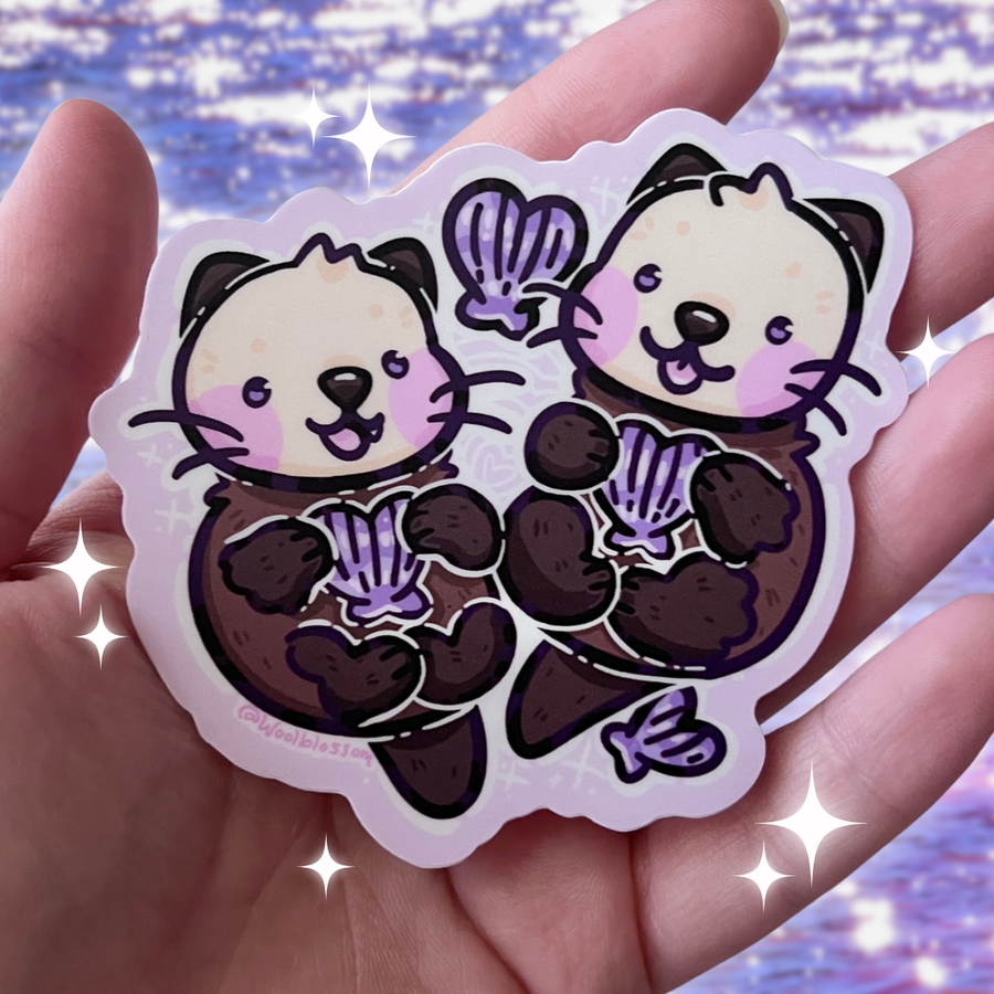 Floating Otter Couple ~ Sticker