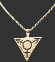 Trans Pride Triangle Pendant Necklace – Stainless Steel or Adjustable Cord | “Live Your Truth” Engraved