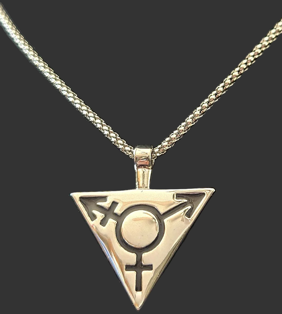 Trans Pride Triangle Pendant Necklace – Stainless Steel or Adjustable Cord | “Live Your Truth” Engraved
