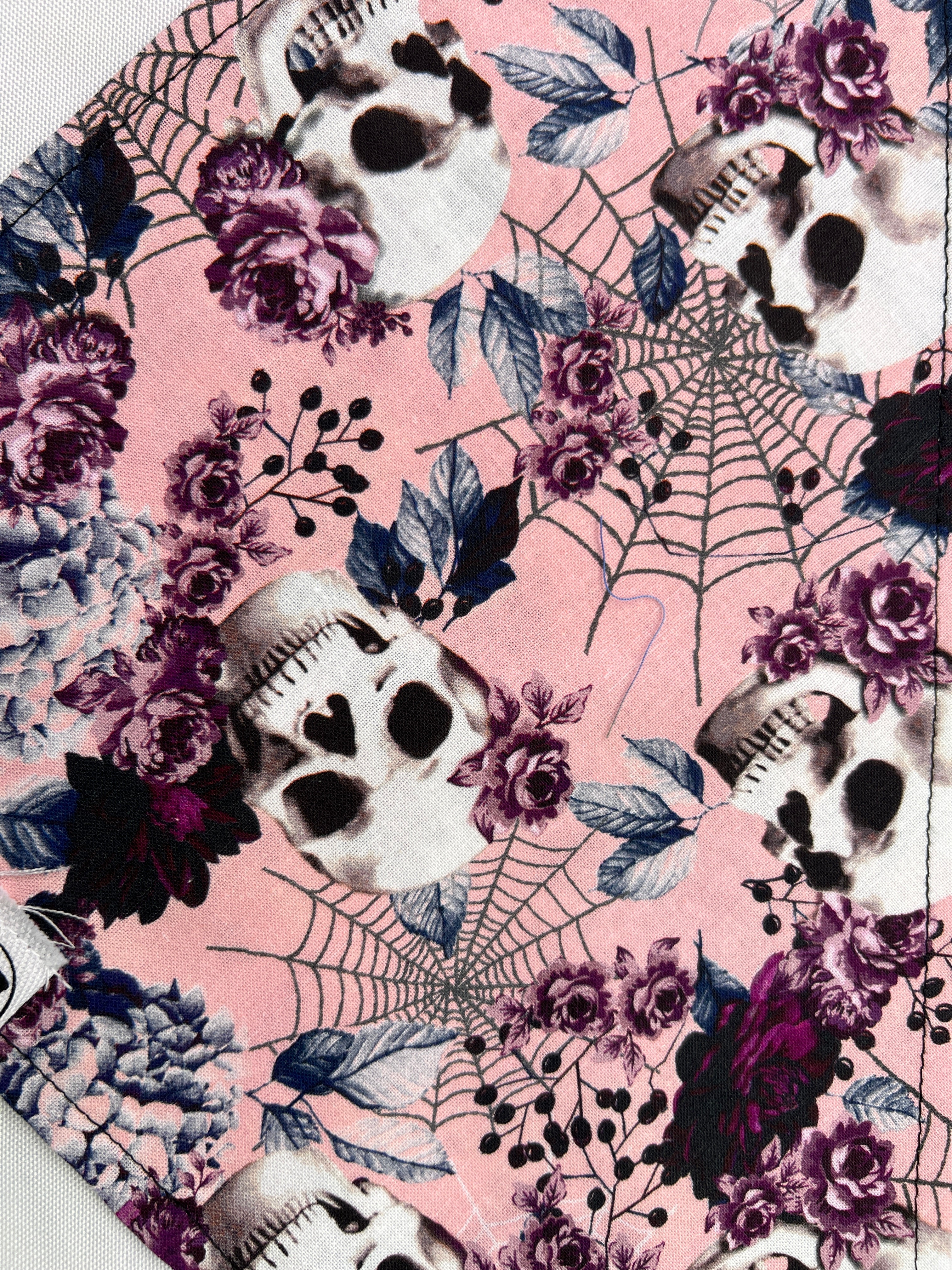 Halloween Floral Skull Pink Bandana