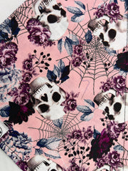 Halloween Floral Skull Pink Bandana