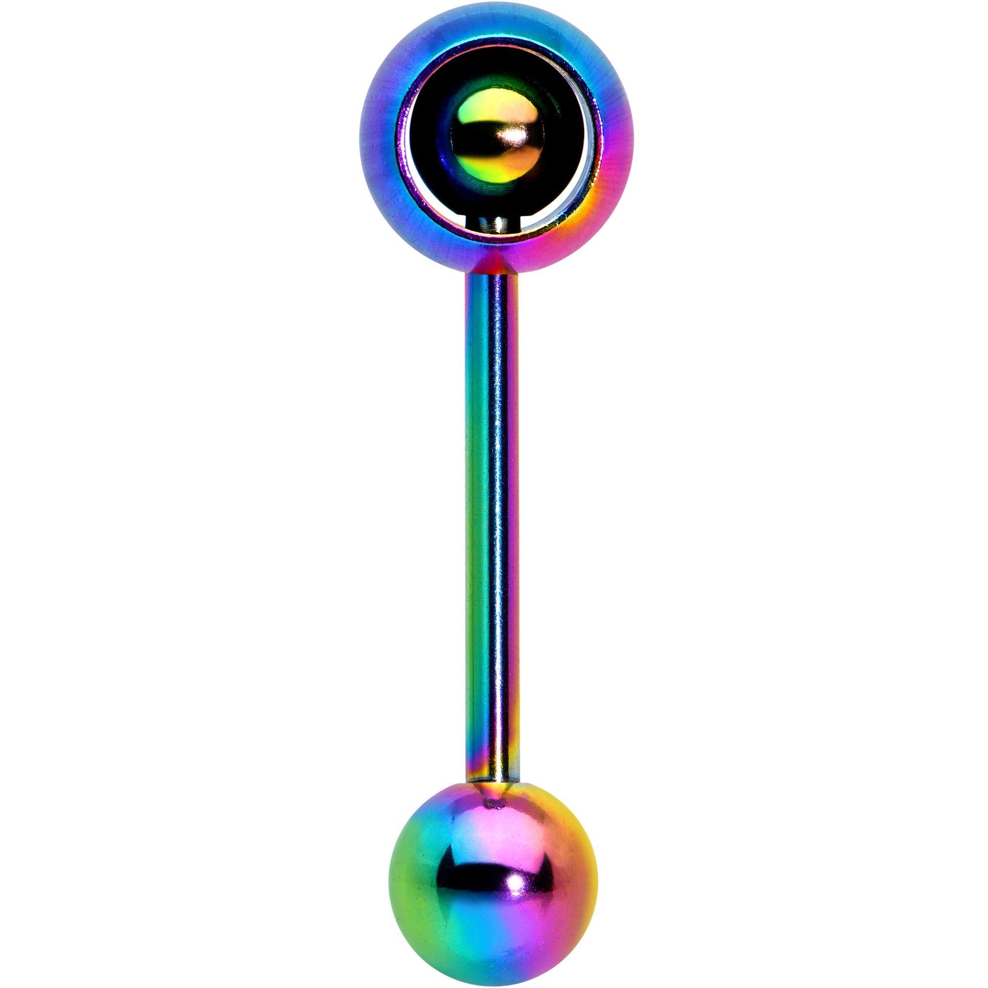 Rainbow Titanium Orbital Barbell Tongue Ring