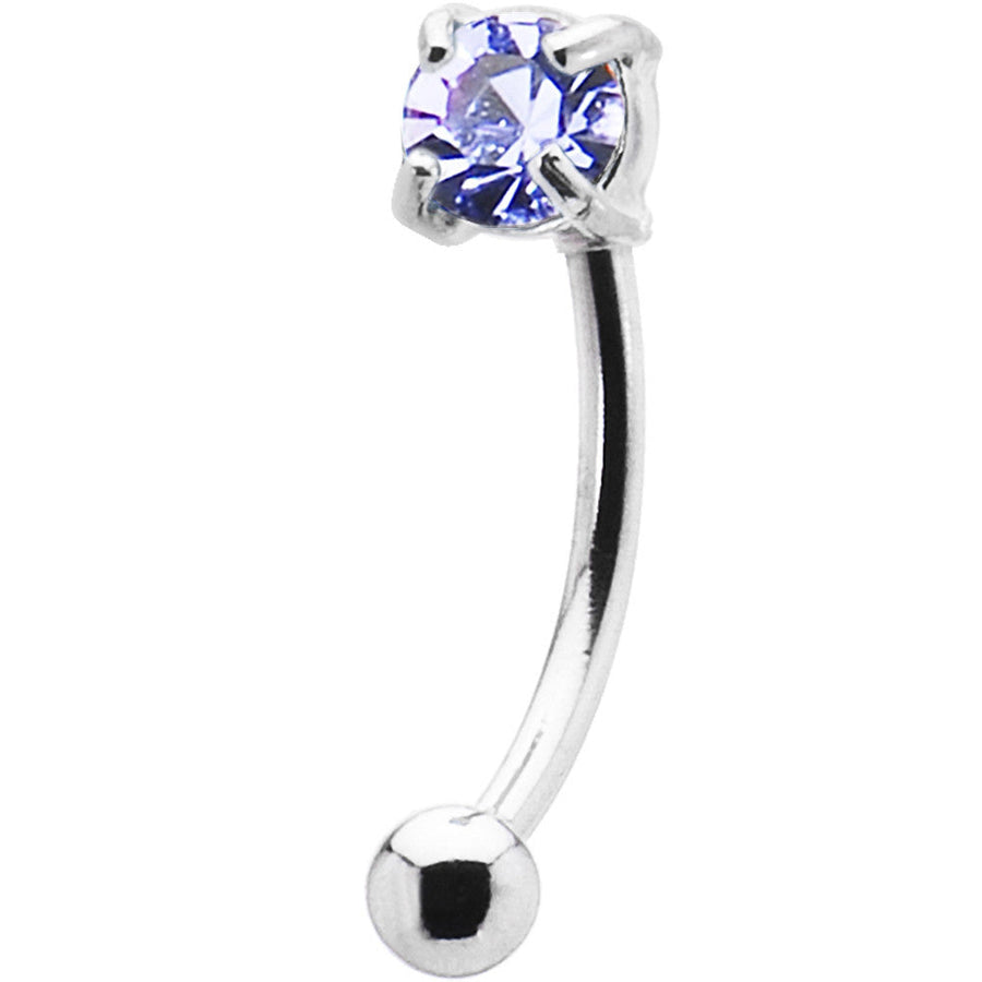 Silver 925 Tanzanite Crystal Eyebrow Ring