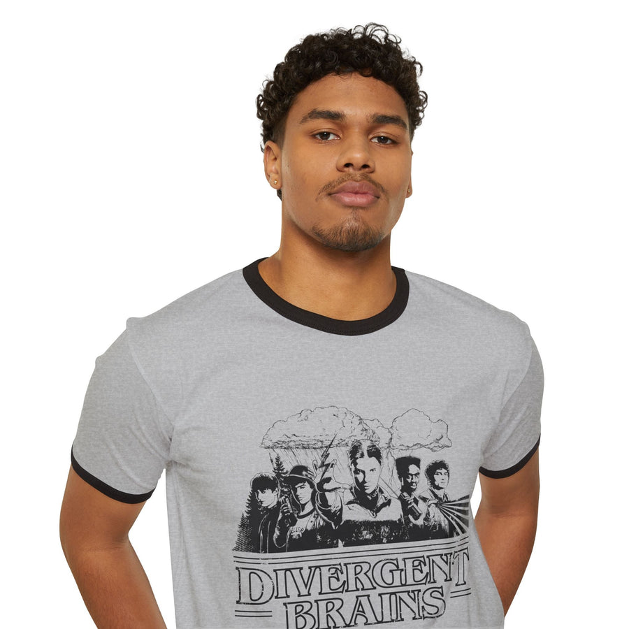 Divergent Brains Saved Hawkins - Adult Unisex Cotton Ringer T-Shirt