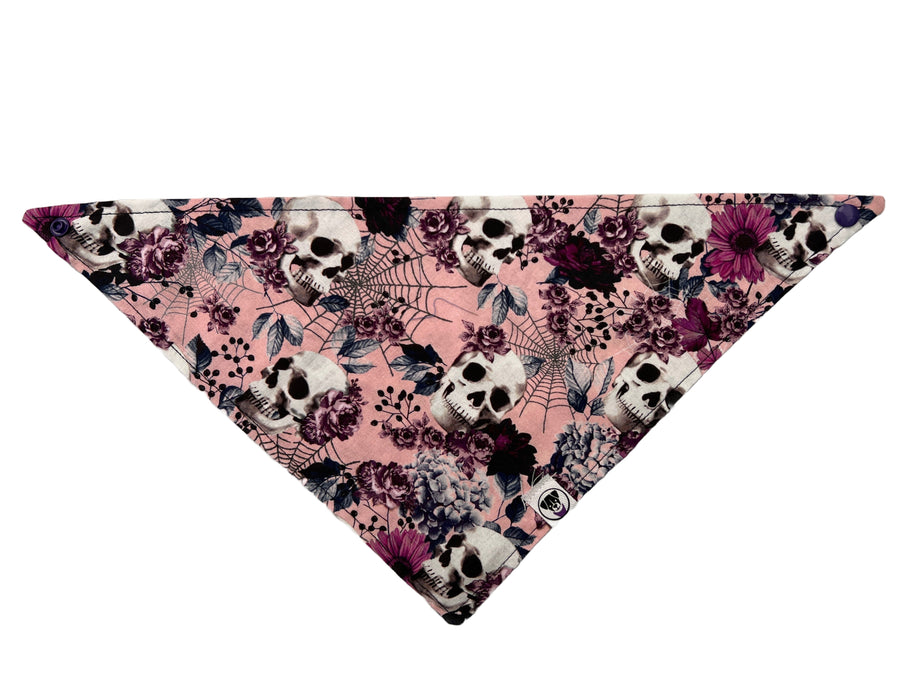 Halloween Floral Skull Pink Bandana