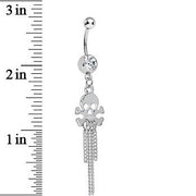 Clear Gem Rattling Chains Skull and Bones Dangle Belly Ring