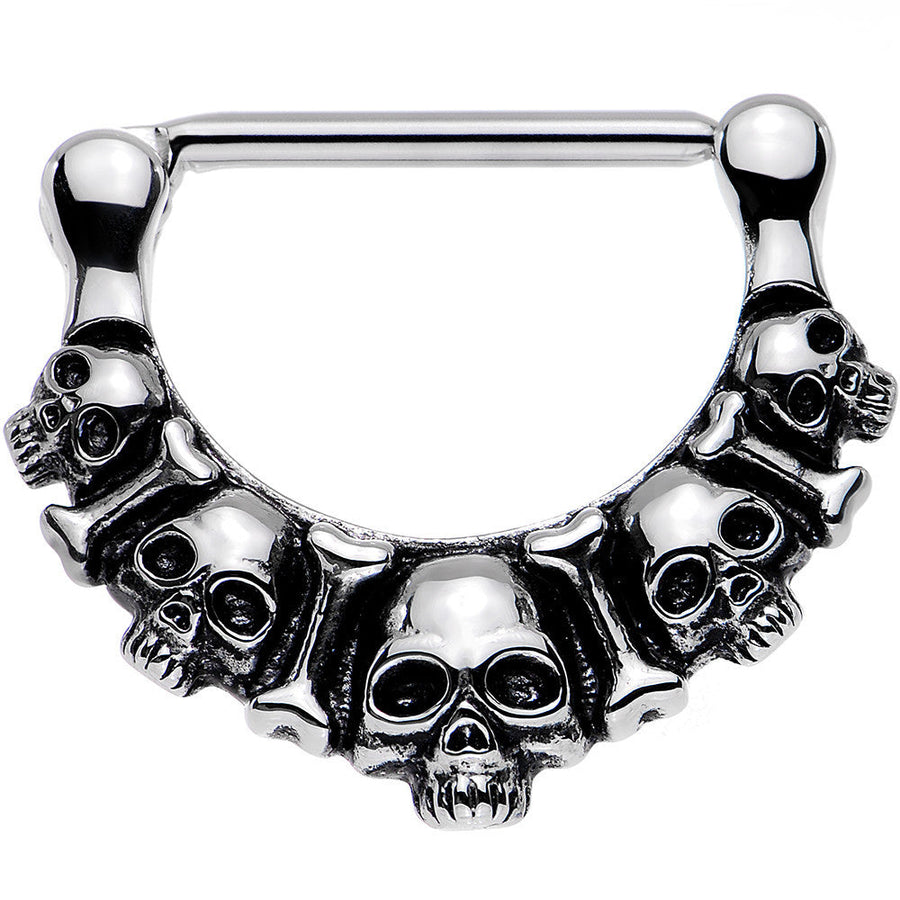 316L Stainless Steel Five Scary Skulls Nipple Clicker