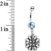 Aqua Gem Halloween Quad Skull and Snake Dangle Belly Ring