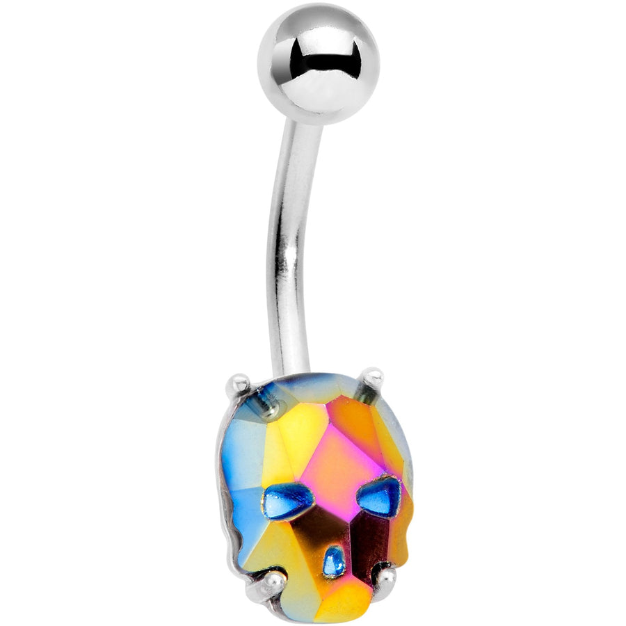 Rainbow Gem Sugar Skull Mask Belly Ring