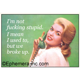 I'm not fucking stupid. I mean I used to, but we broke up. Refrigerator Magnet