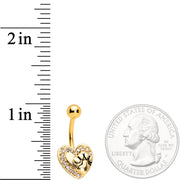 Clear Gem Gold Tone Dog Paw Print Heart Puppy Love Belly Ring