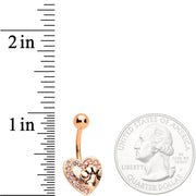 Clear Gem Rose Gold Tone Dog Paw Print Heart Puppy Love Belly Ring