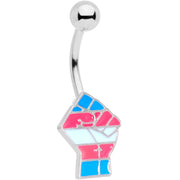 Pink Blue White Transgender Pride Fist Belly Ring