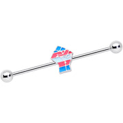 14G Pink Blue Transgender Pride Fist Barbell Industrial 38mm