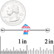 14G Pink Blue Transgender Pride Fist Barbell Industrial 38mm