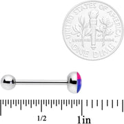 Pink Purple Blue Bisexual Pride Flag Barbell Tongue Ring