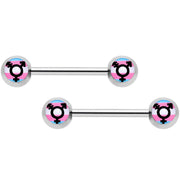 14G 9/16 Transgender Pride Logo Barbell Nipple Ring Set