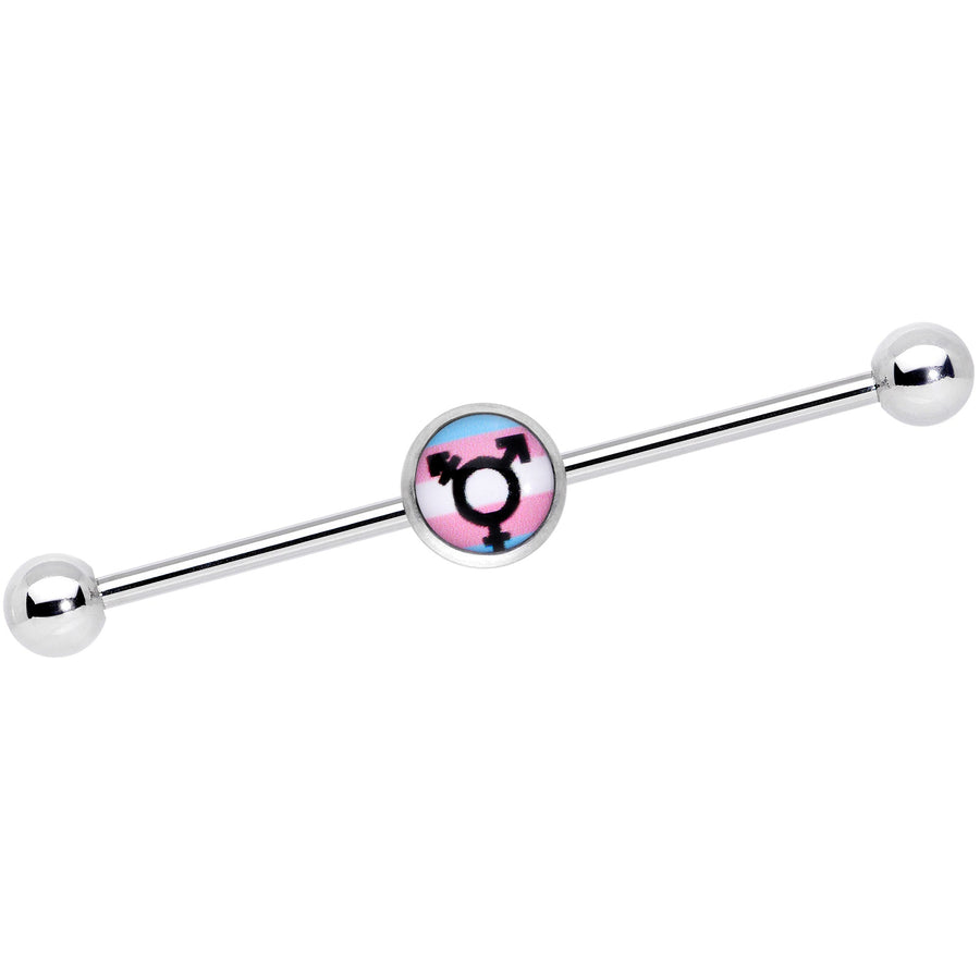 14G Transgender Pride Logo Industrial Barbell 38mm