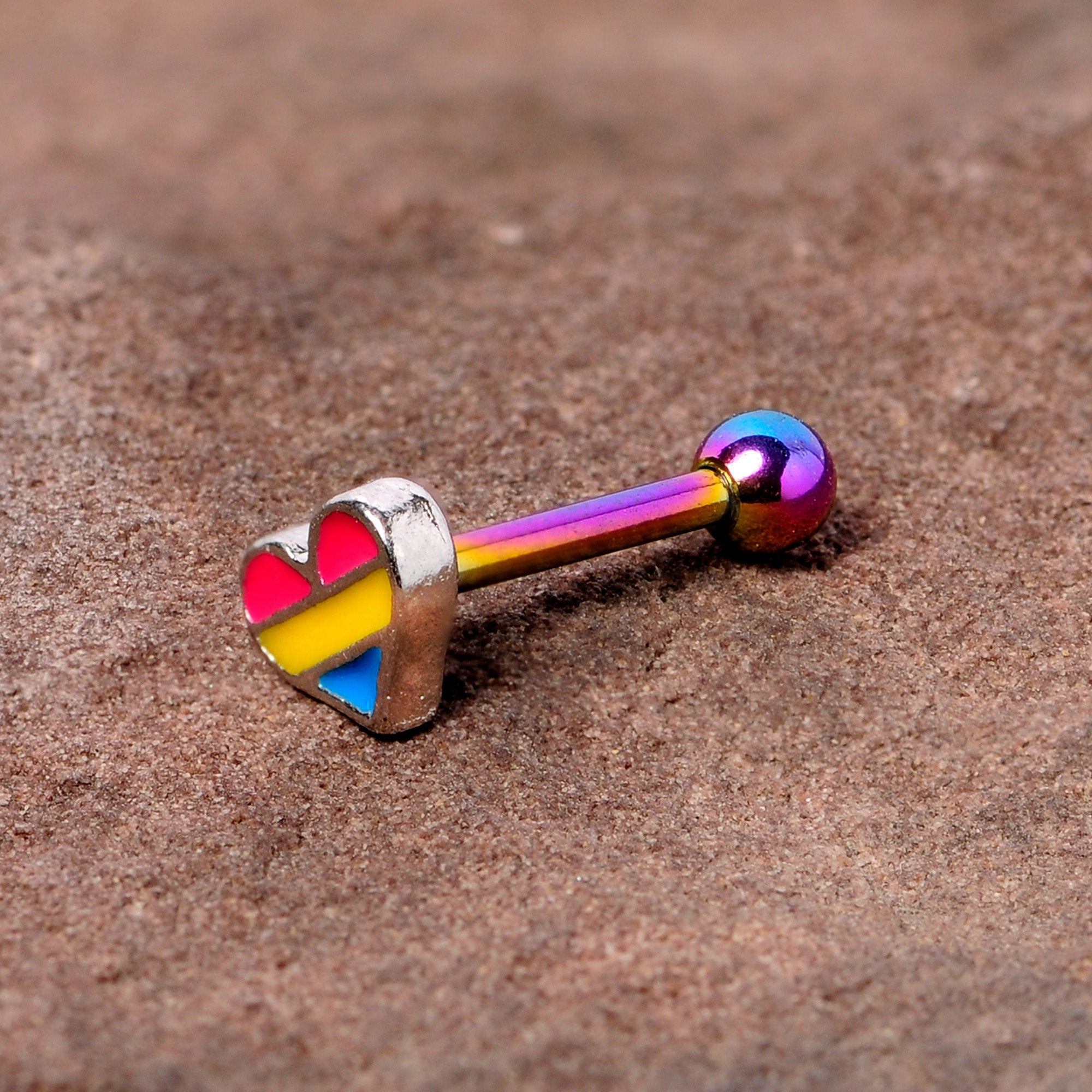 16G 5/16 Pink Blue Rainbow Pansexual Pride Heart Cartilage Tragus