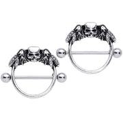 14G 7/8 Winged Skull Halloween Nipple Shield Set