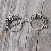 14G 7/8 Winged Skull Halloween Nipple Shield Set