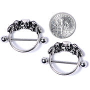 14G 7/8 Winged Skull Halloween Nipple Shield Set