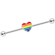 14G Rainbow Pride Heart Industrial Barbell 38mm