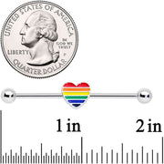 14G Rainbow Pride Heart Industrial Barbell 38mm