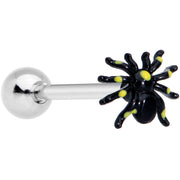 Black Yellow Spooky Spider Halloween Barbell Tongue Ring
