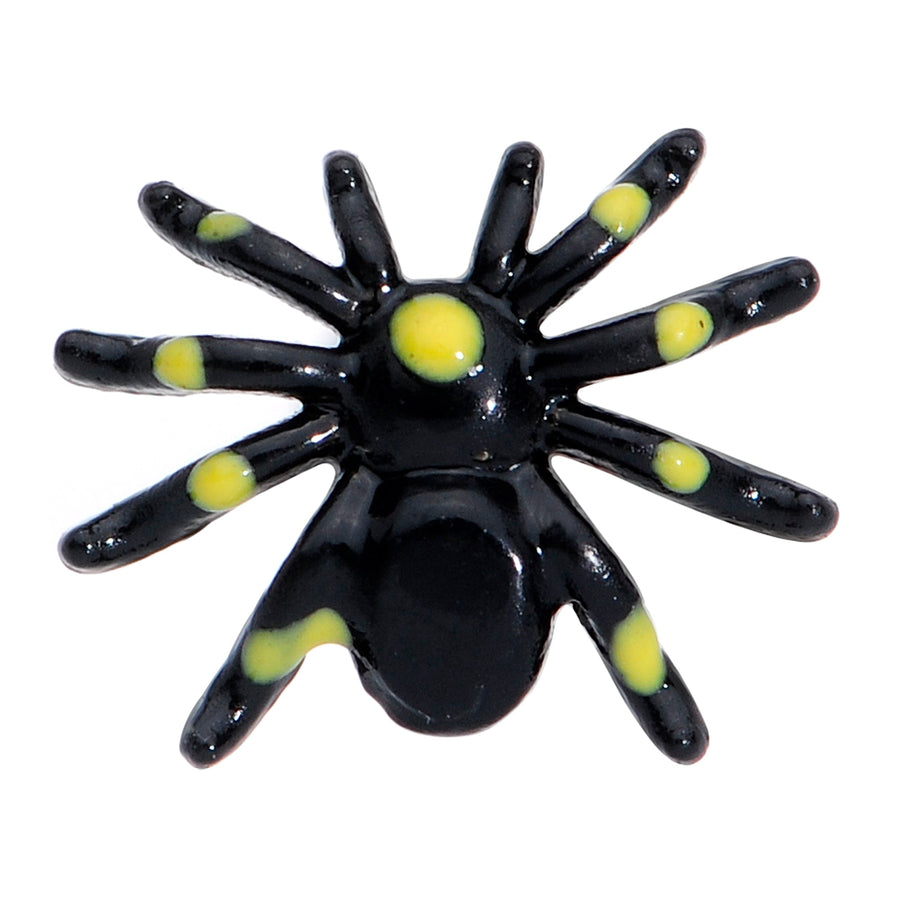 Black Yellow Spooky Spider Halloween Barbell Tongue Ring