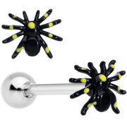 Black Yellow Spooky Spider Halloween Barbell Tongue Ring