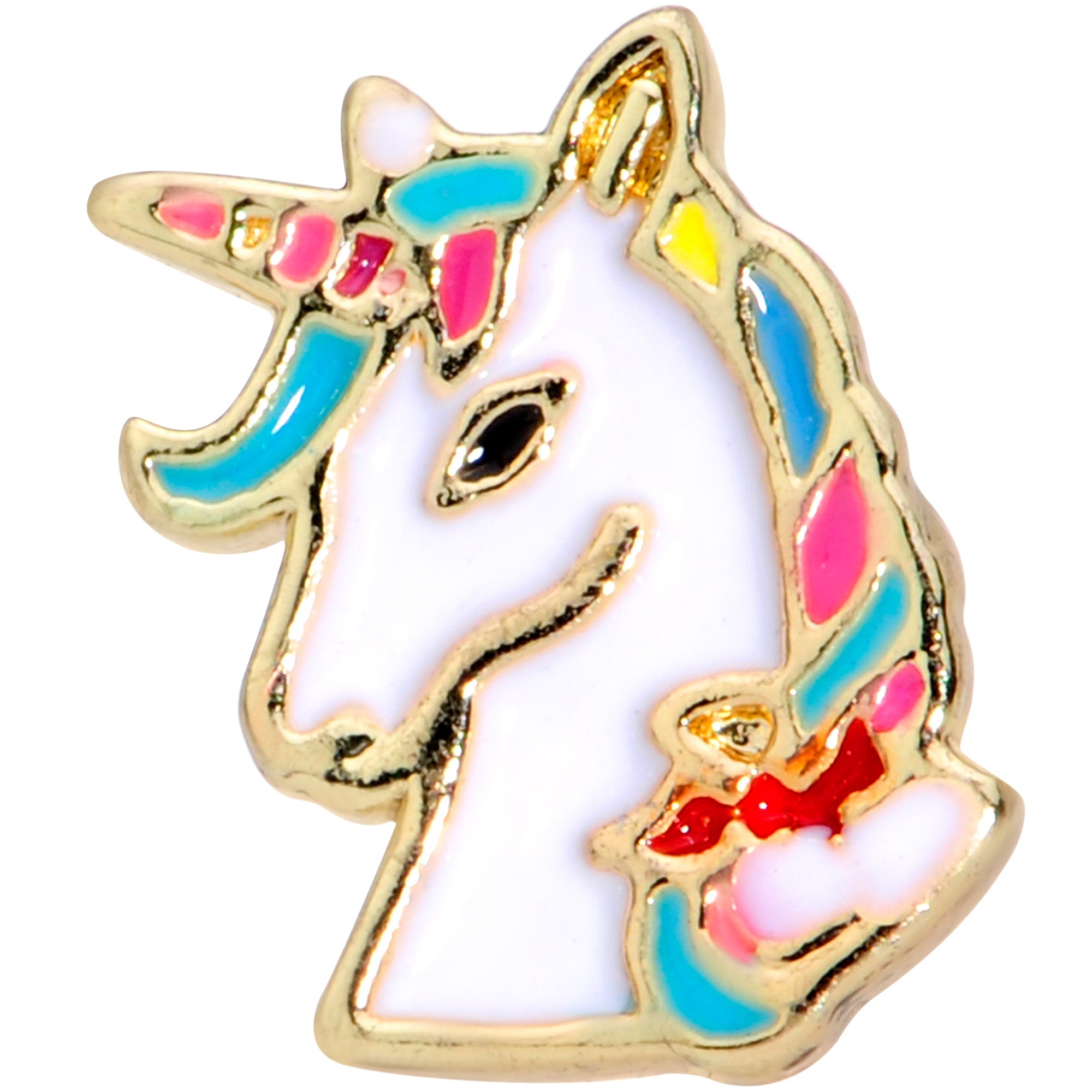16G 1/4 Gold Tone Rainbow Unicorn Cartilage Tragus Earring