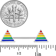 14G 9/16 Rainbow Pride Triangle Barbell Nipple Ring Set