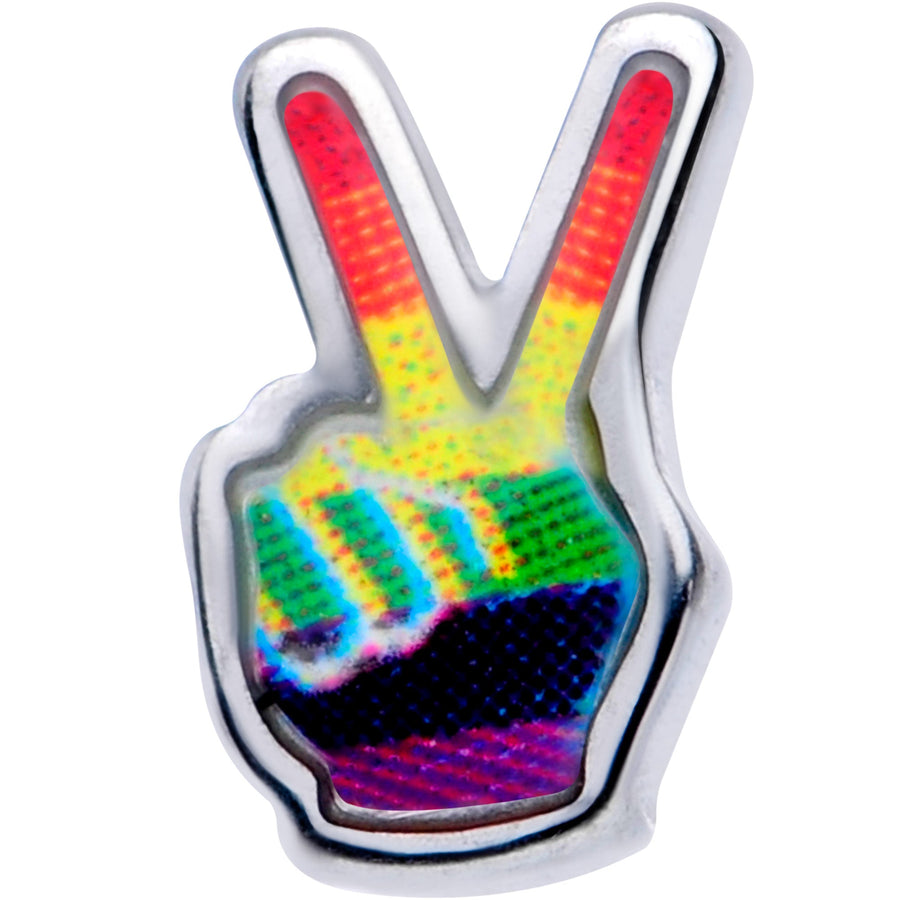 20G 5/16 Rainbow Gay Pride Peace Sign L-Shaped Nose Ring