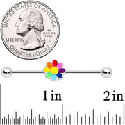 14G Rainbow Hippie Flower Industrial Barbell 38mm