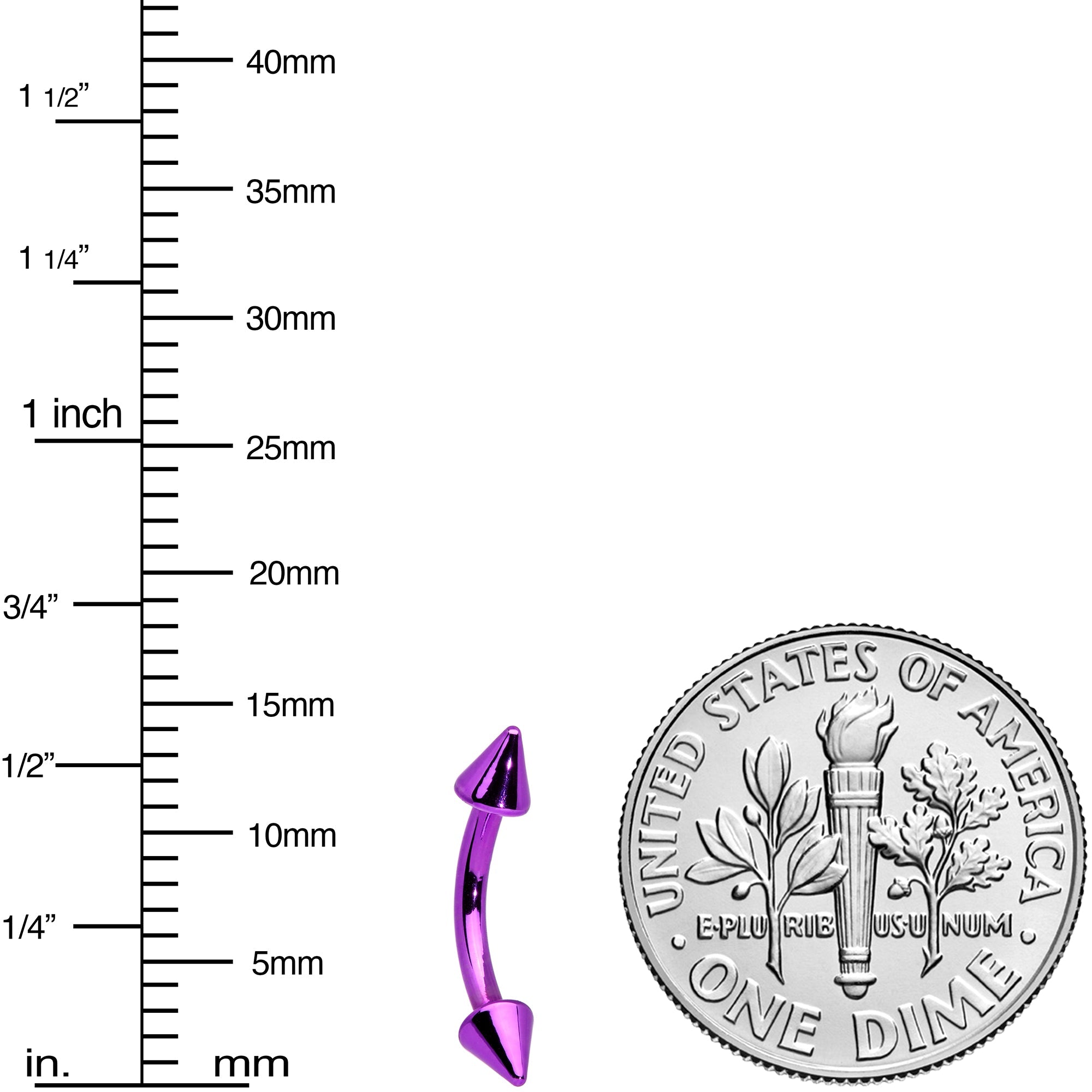 16G 5/16 Purple Punk Cone Ends Curved Eyebrow Ring